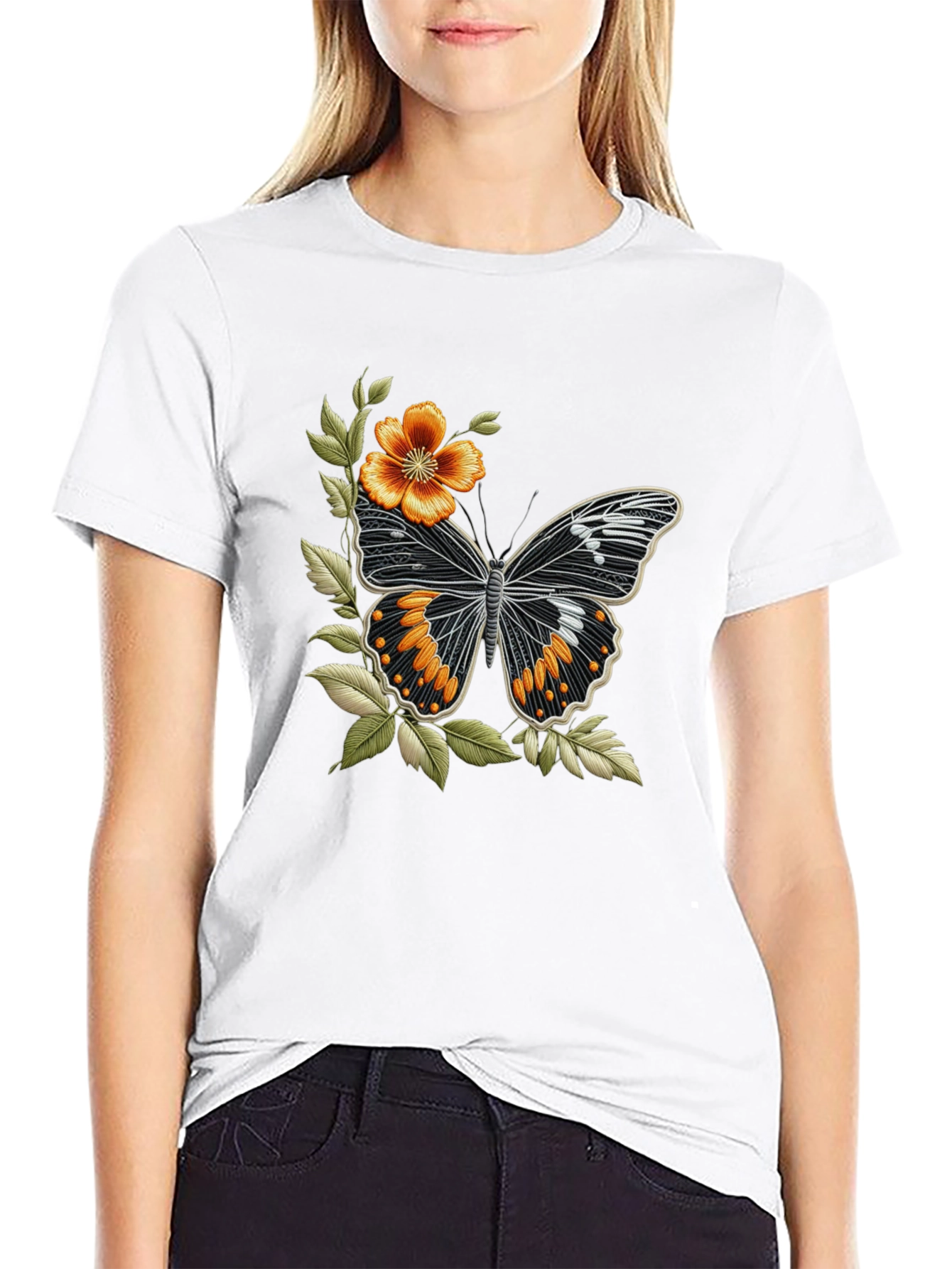 Butterfly Floral Graphic T-Shirt