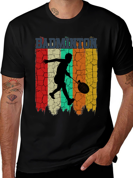 Retro Badminton Player Graphic T-Shirt