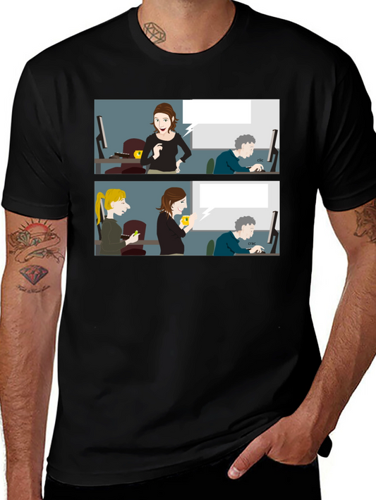 Funny Office Humor Cartoon Black T-Shirt