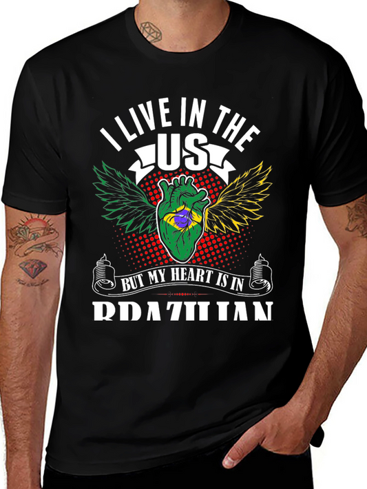 I Live in the US Heart in Brazilian T-Shirt