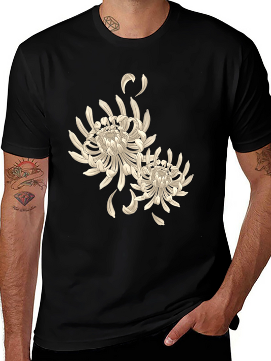 Floral Graphic Black T-Shirt - Stylish Mens Tee
