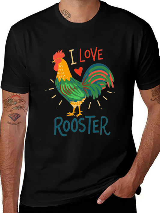 I Love Rooster Graphic T-Shirt Black