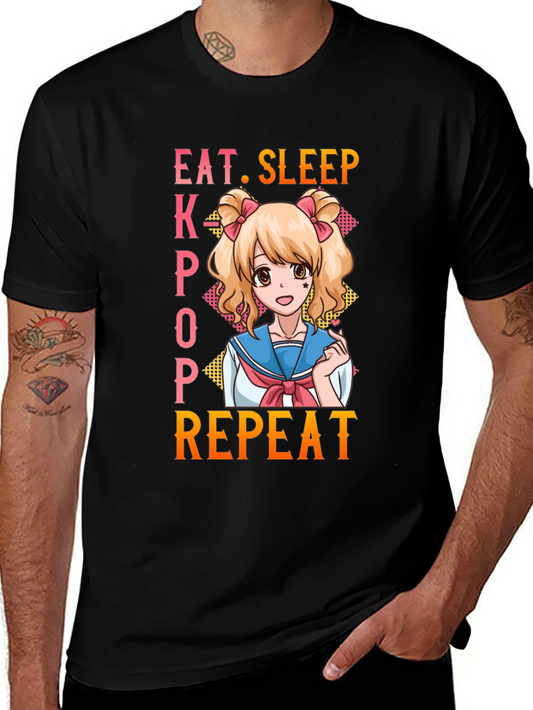 Eat Sleep Kpop Repeat Anime T-Shirt