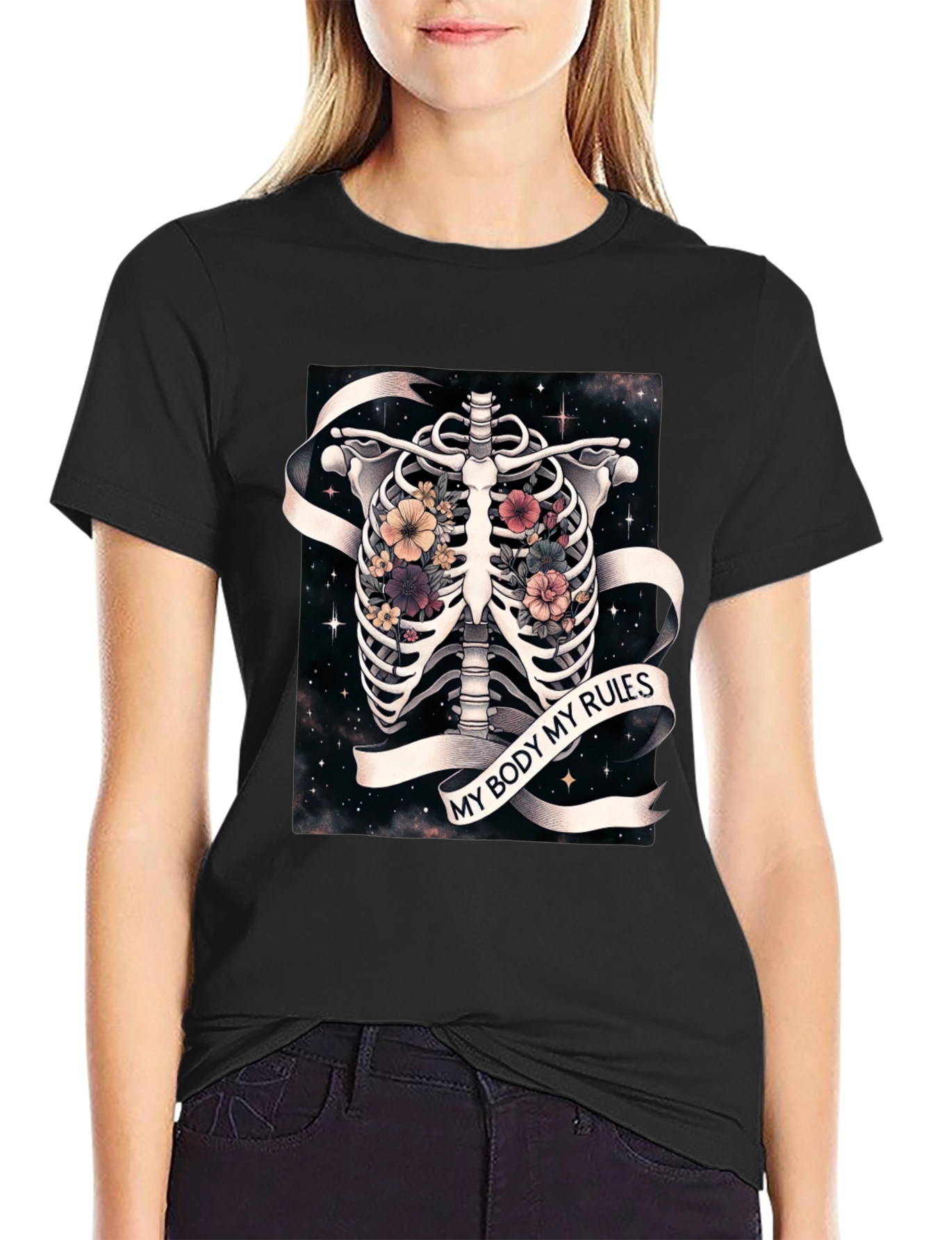 My Body My Rules Floral Skeleton T-Shirt