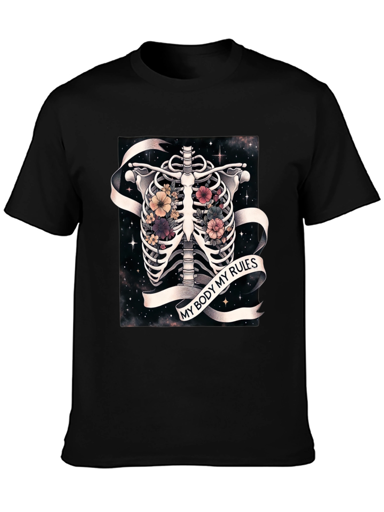 My Body My Rules Floral Skeleton T-Shirt