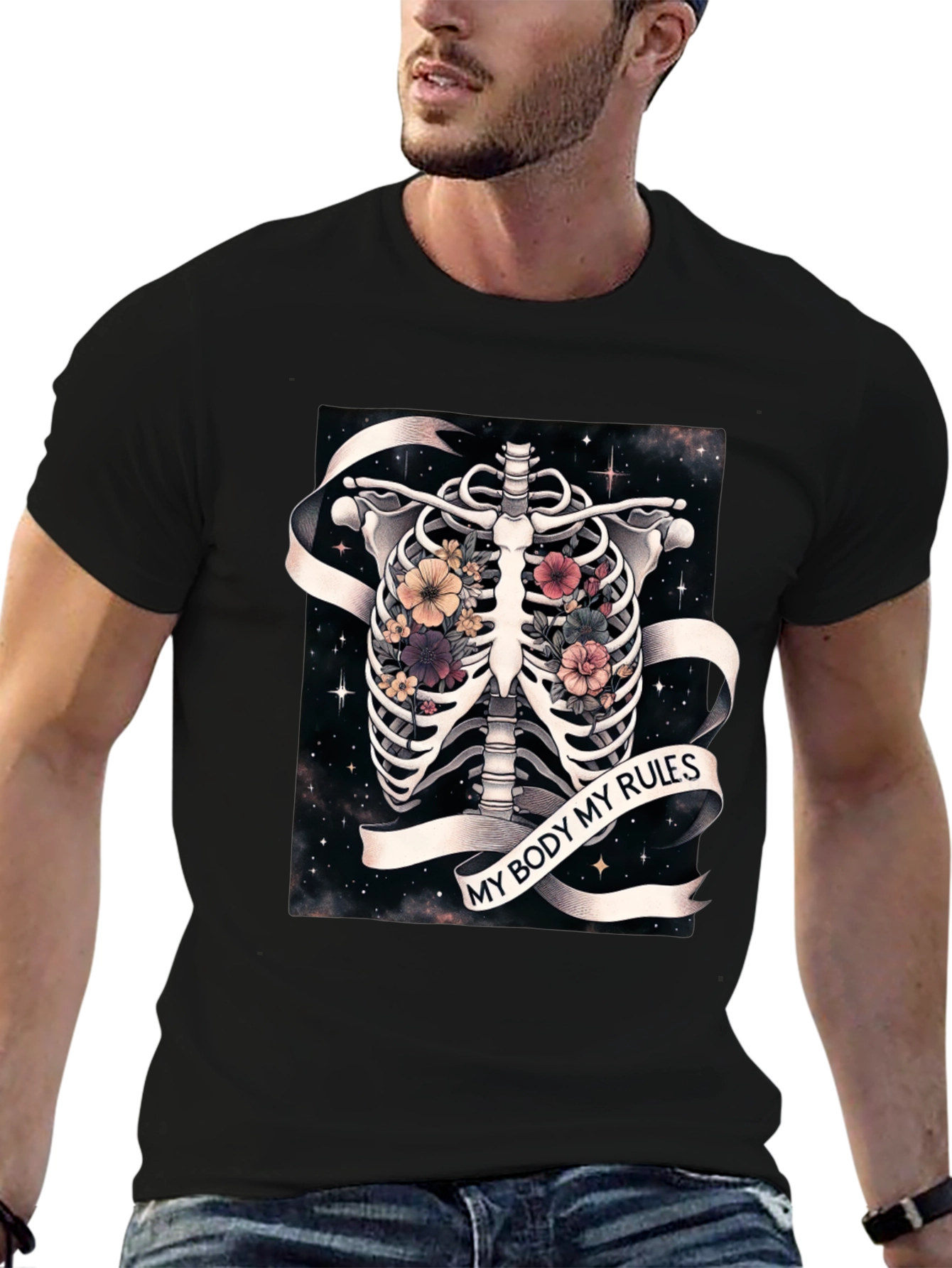 My Body My Rules Floral Skeleton T-Shirt