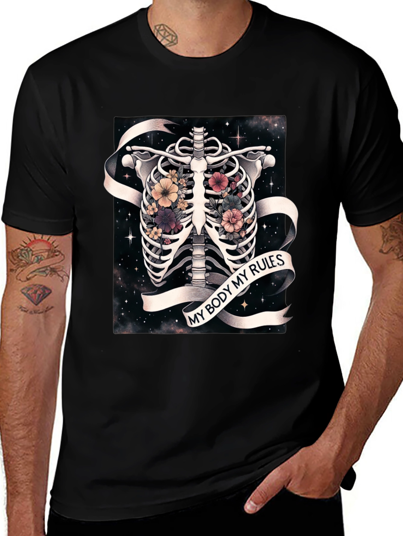 My Body My Rules Floral Skeleton T-Shirt