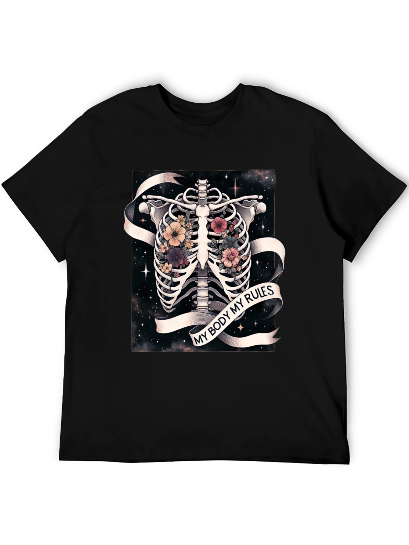 My Body My Rules Floral Skeleton T-Shirt