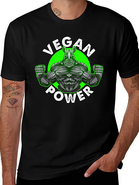 Vegan Power Rhino T-Shirt - Animal Lover Tee