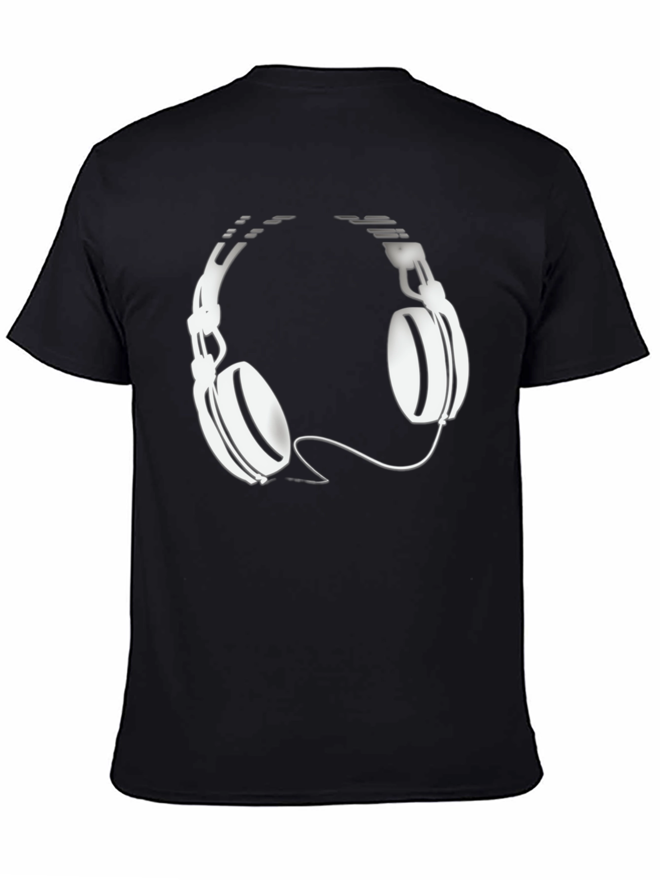 Black T-Shirt with Headphones Graphic