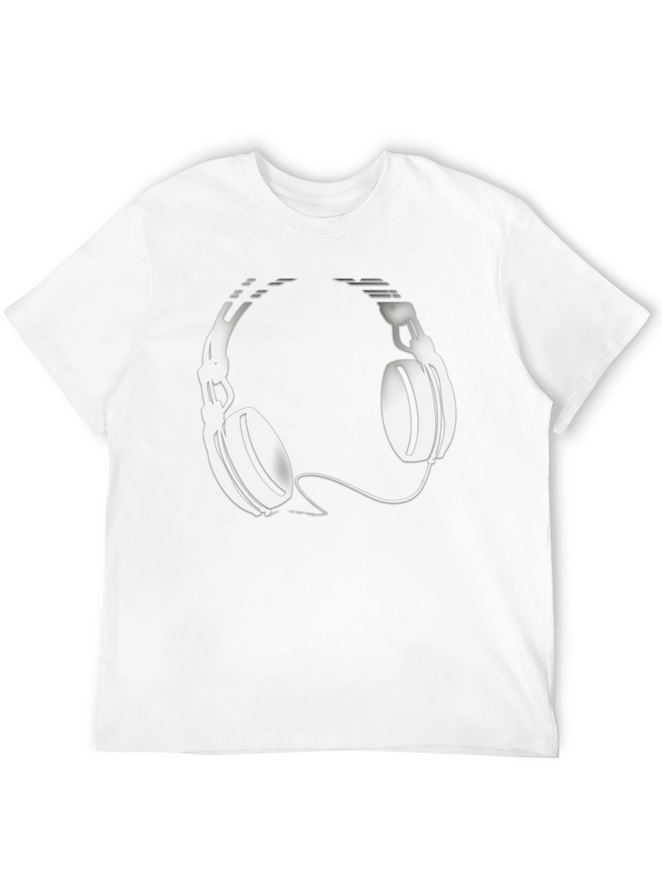 Black T-Shirt with Headphones Graphic