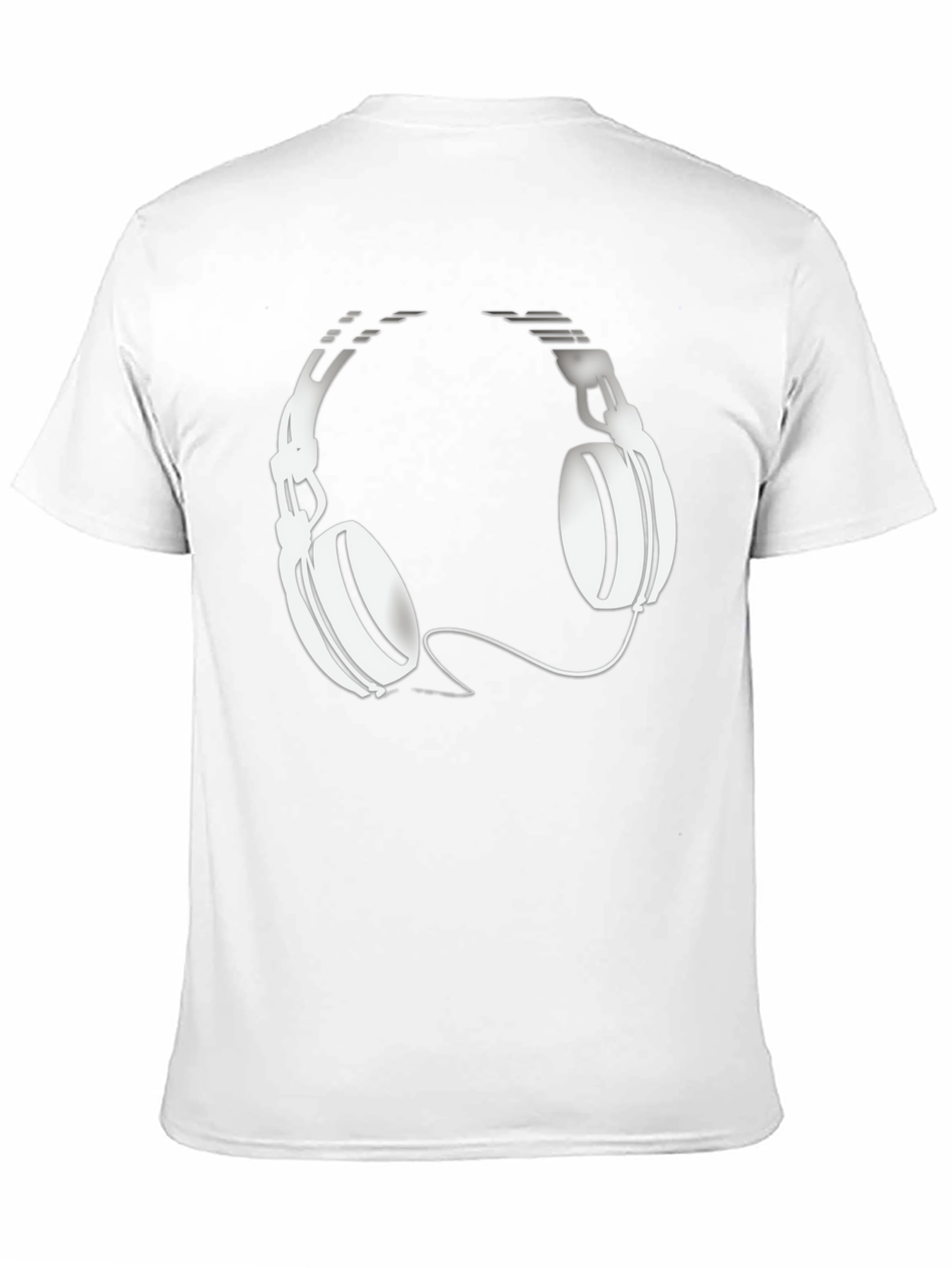 Black T-Shirt with Headphones Graphic