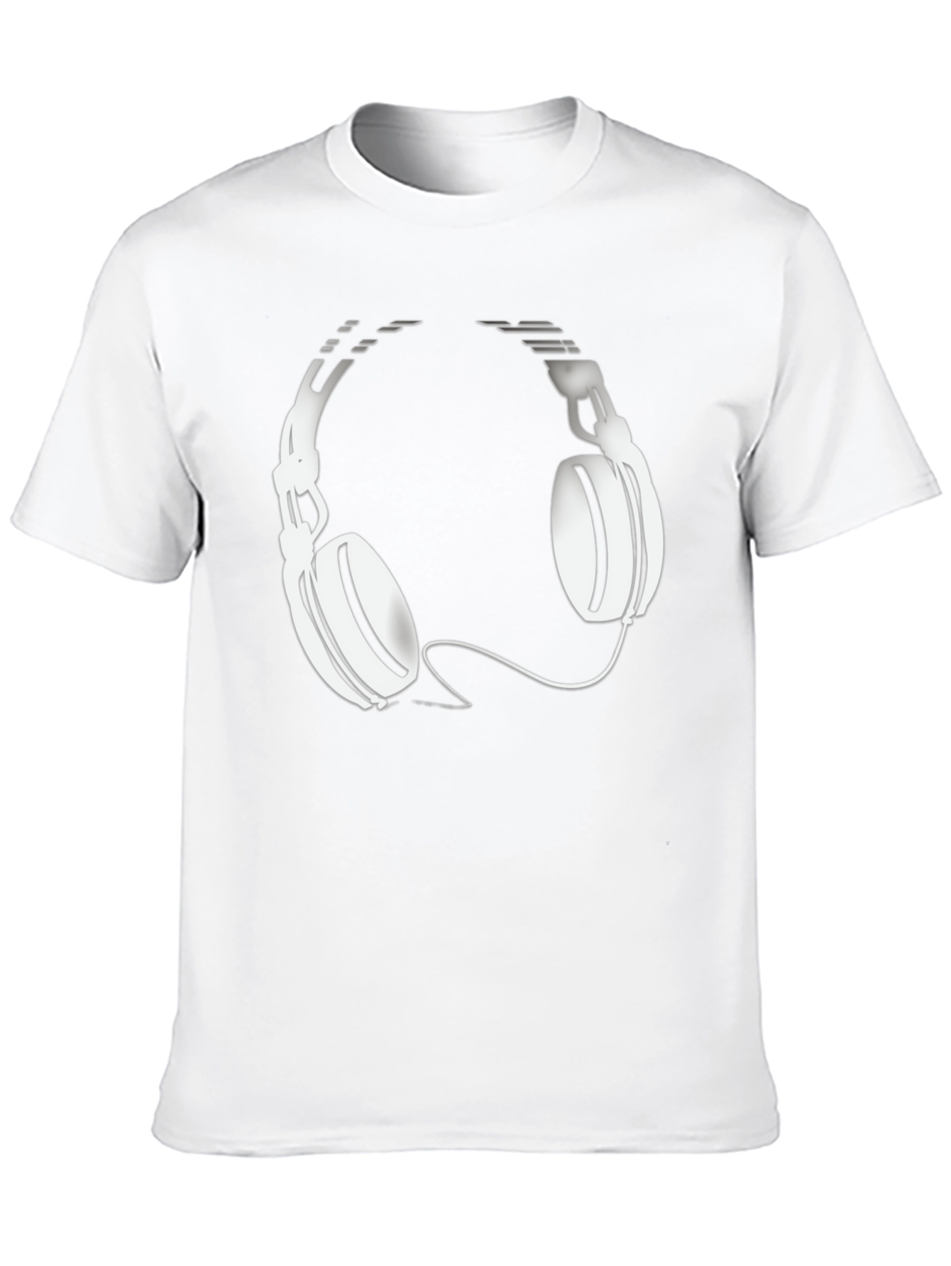Black T-Shirt with Headphones Graphic