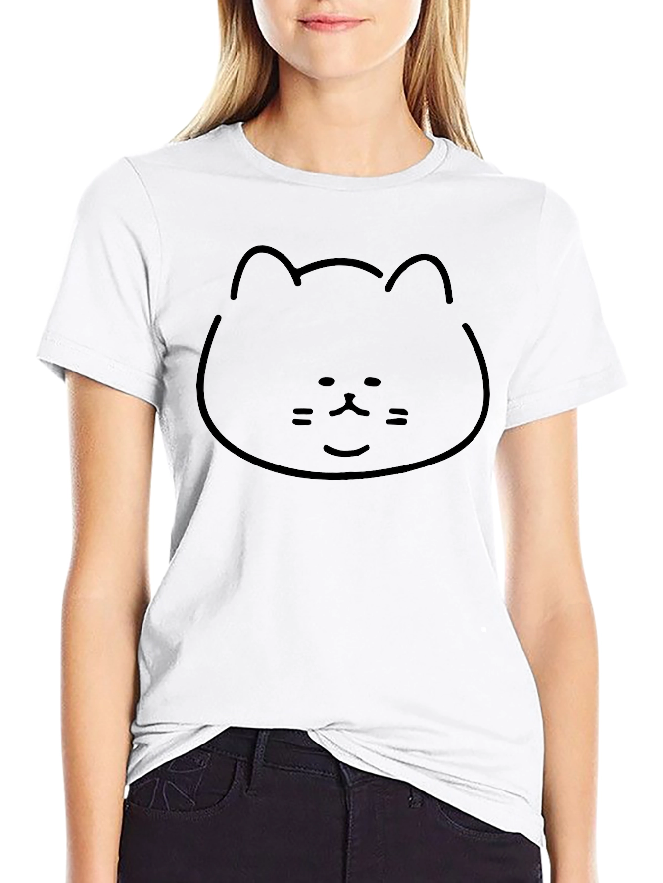 Minimalist Cat Graphic Black T-Shirt