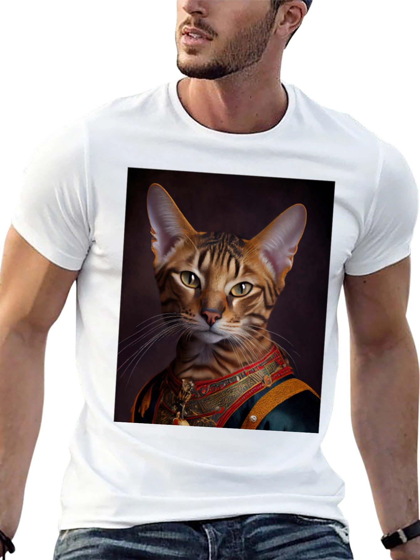 Royal Cat Portrait Black T-Shirt