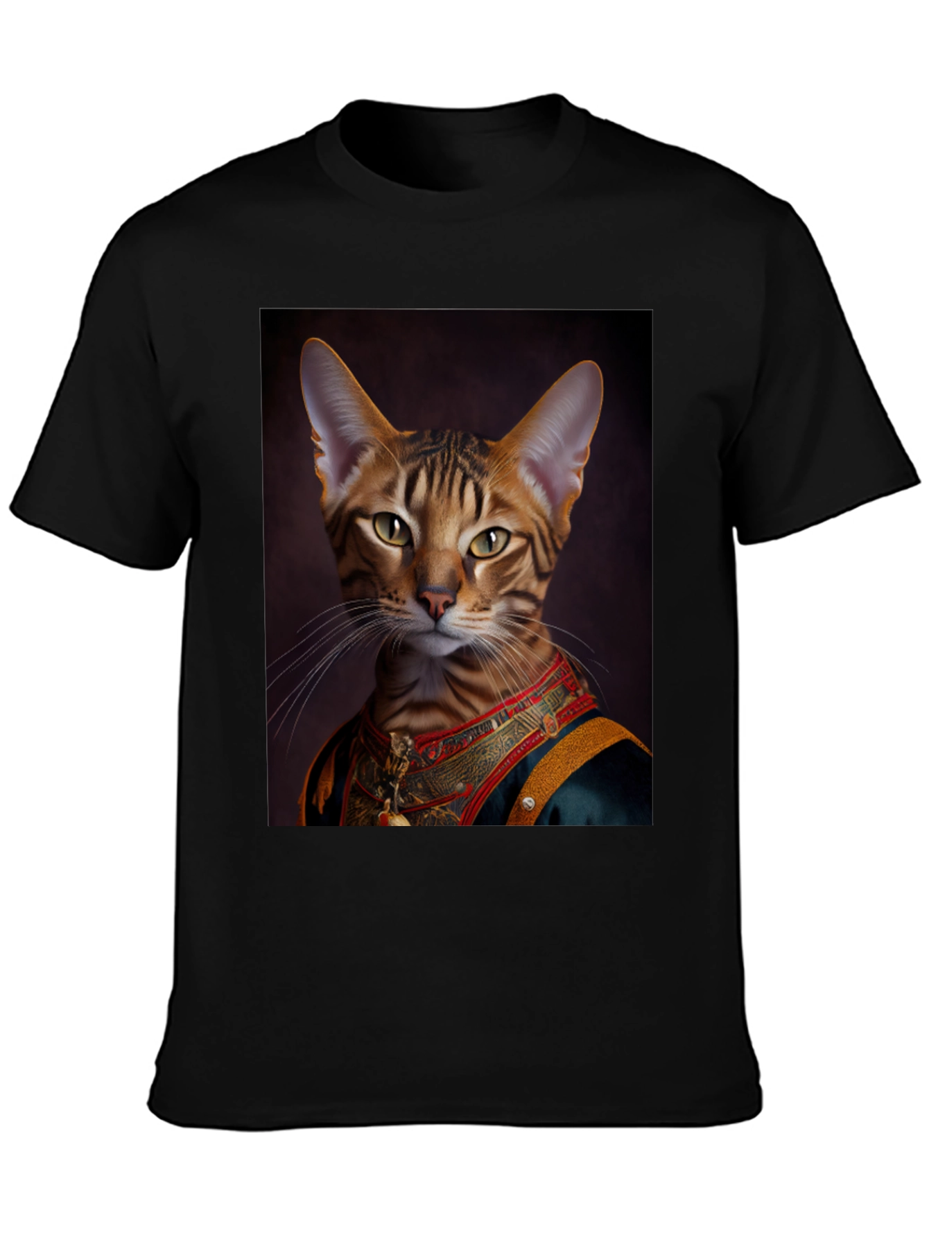 Royal Cat Portrait Black T-Shirt
