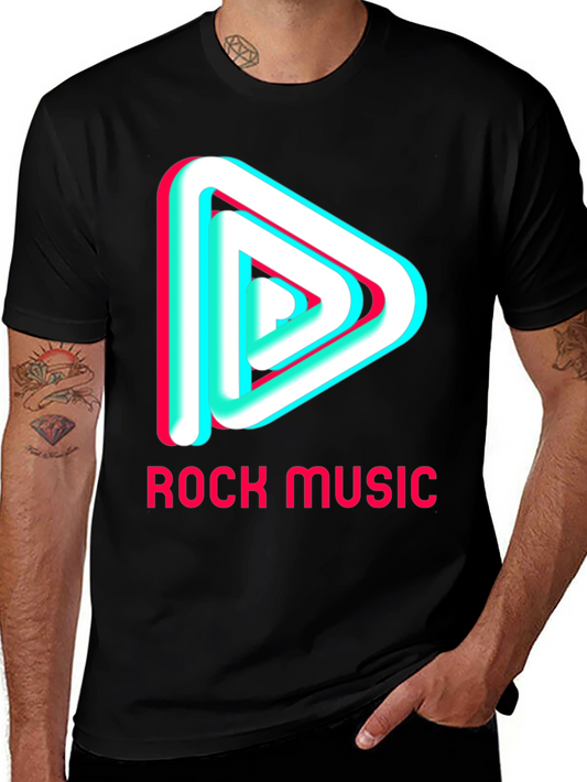Rock Music Graphic Tee - Black Cotton T-Shirt