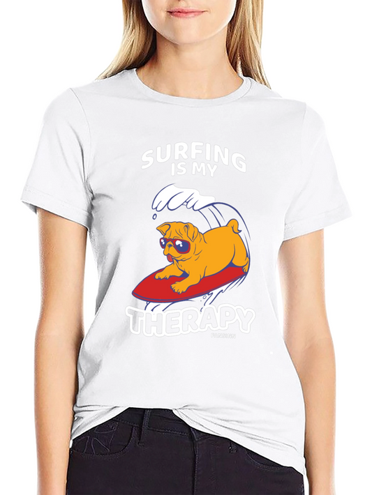 Surfing Pug Therapy Tee - Unisex Graphic T-Shirt