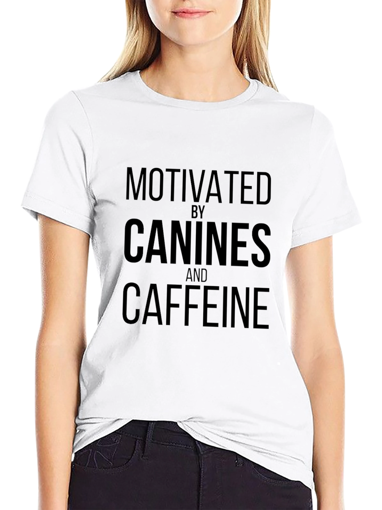Motivated by Canines & Caffeine Black T-Shirt
