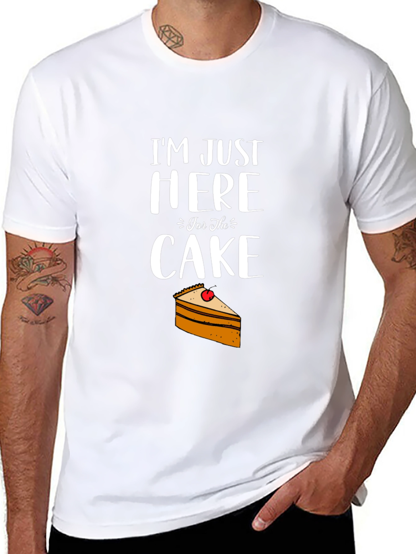Im Just Here for the Cake Mens T-Shirt