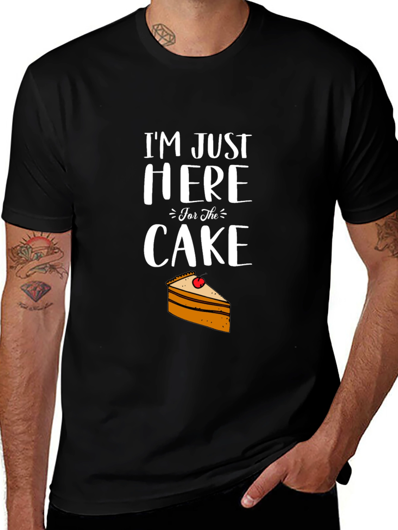 Im Just Here for the Cake Mens T-Shirt