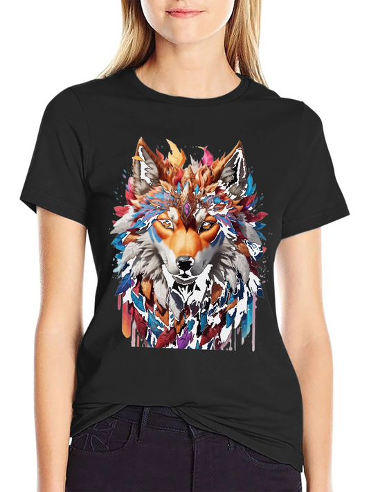 Wolf Spirit Graphic Tee - Artistic Animal Design