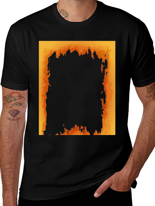 Fiery Void Graphic Tee - Bold Black T-Shirt