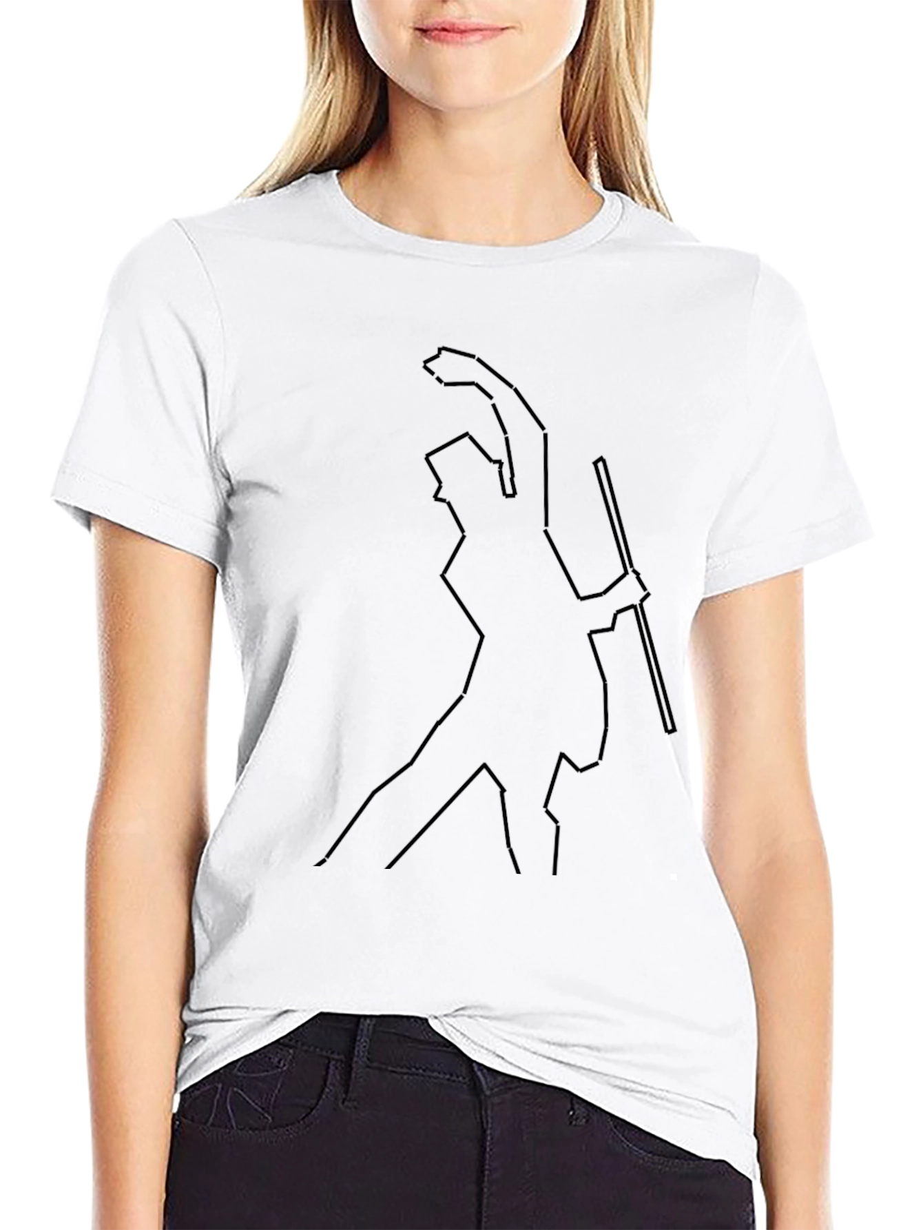 Minimalist Line Art Graphic Black T-Shirt