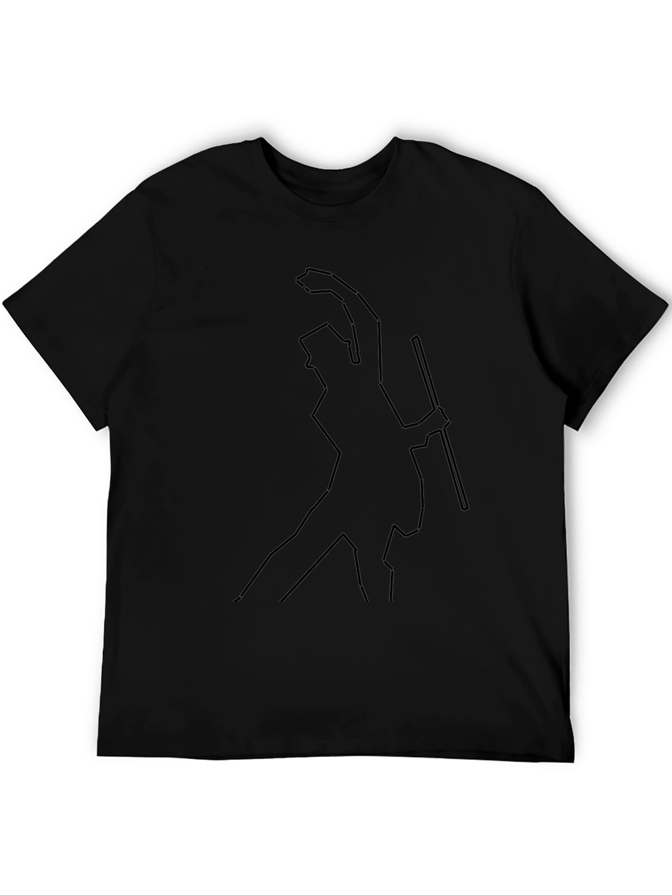 Minimalist Line Art Graphic Black T-Shirt