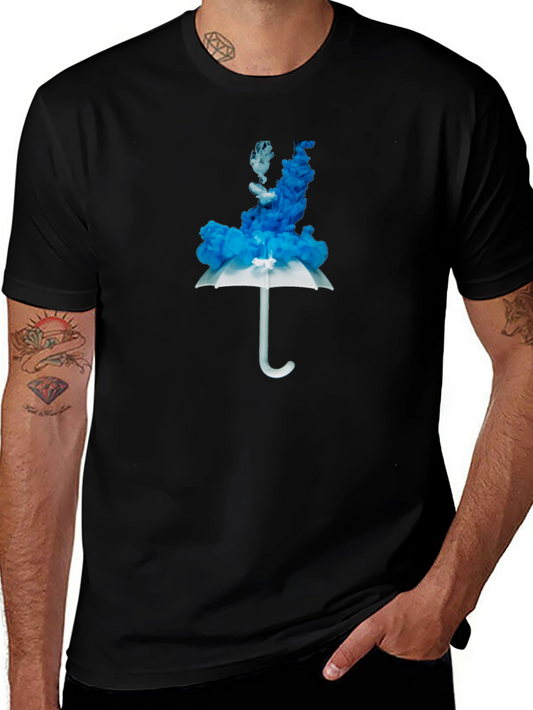 Ink Cloud Umbrella Graphic Tee - Modern Black T-Shirt