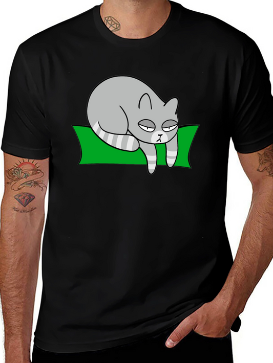 Lazy Cat Graphic Black T-Shirt