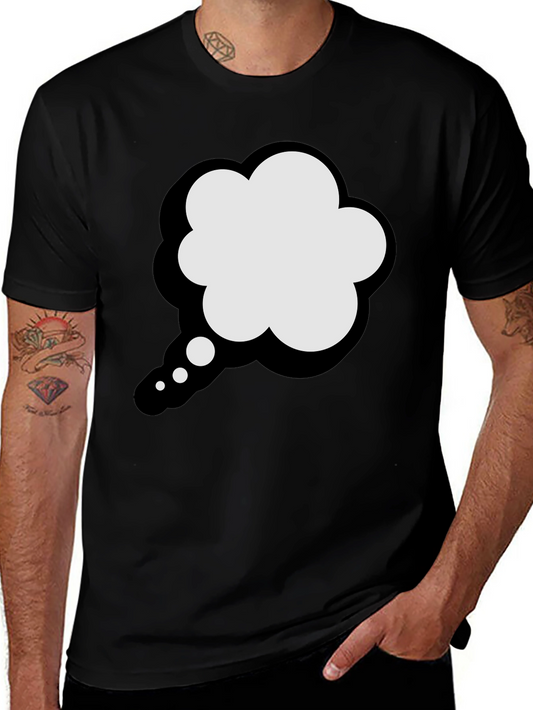 Black T-Shirt with Cartoon Thought Bubble Graphic