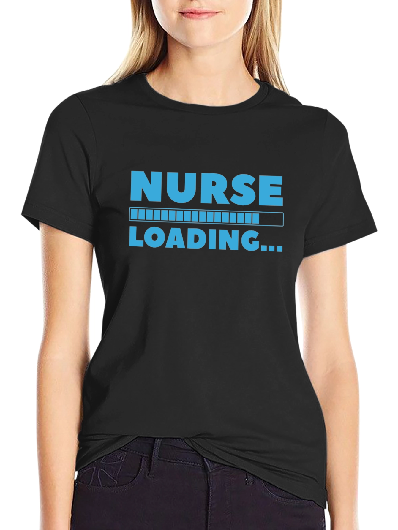 Nurse Loading Graphic Tee - Black Cotton Casual Shirt