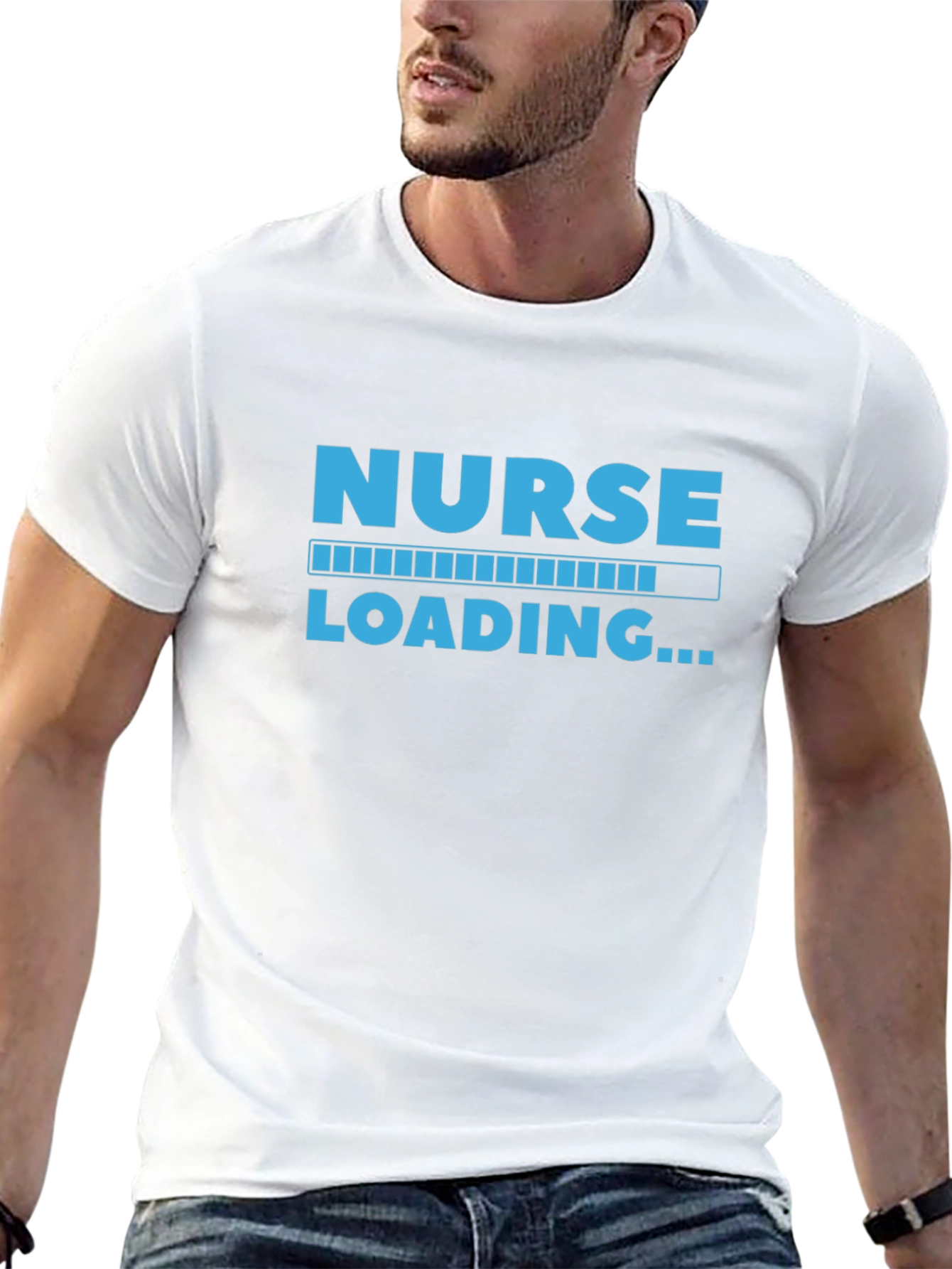 Nurse Loading Graphic Tee - Black Cotton Casual Shirt