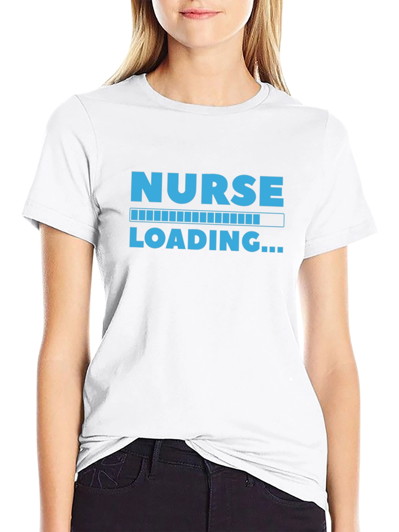 Nurse Loading Graphic Tee - Black Cotton Casual Shirt
