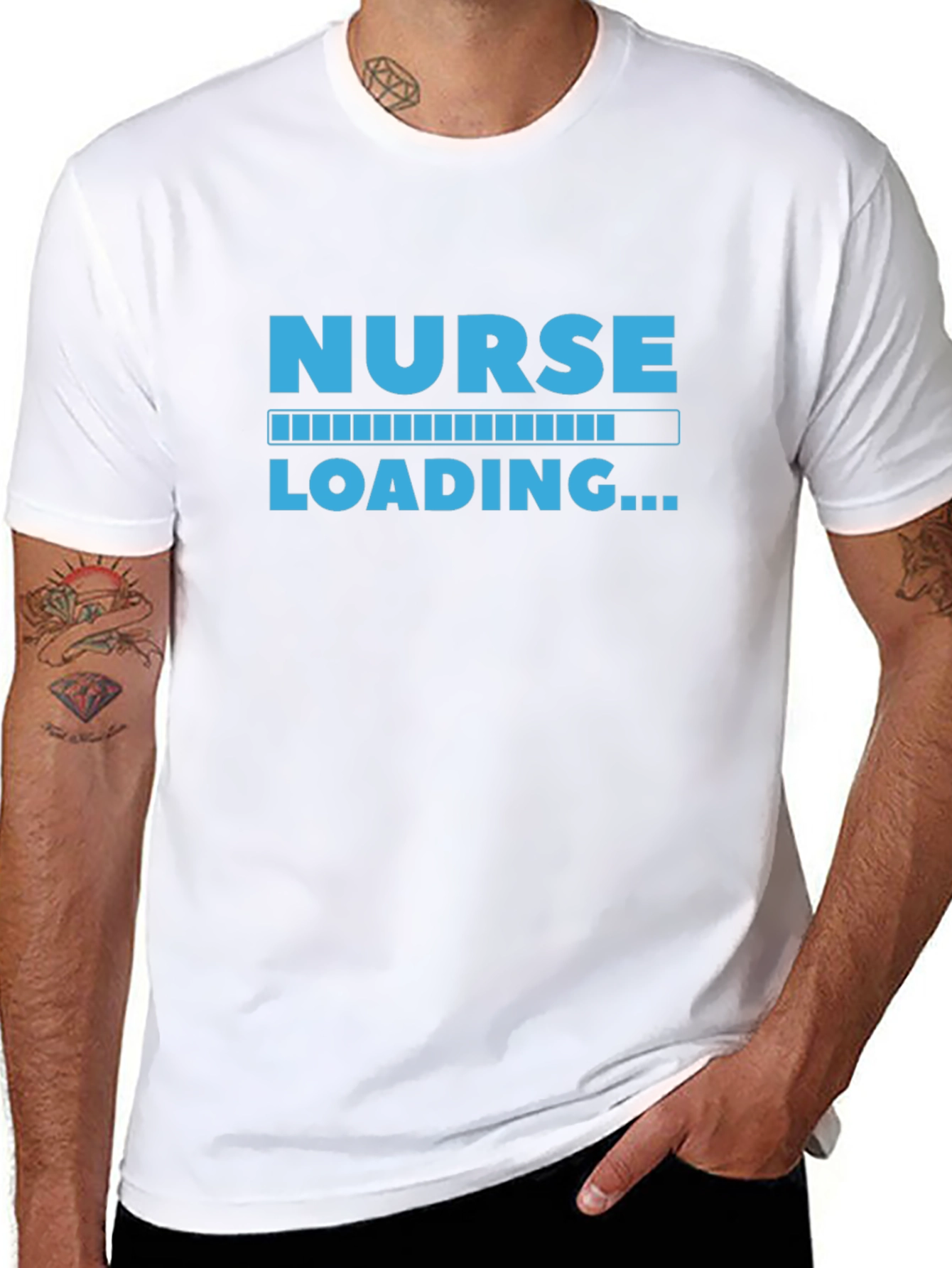 Nurse Loading Graphic Tee - Black Cotton Casual Shirt