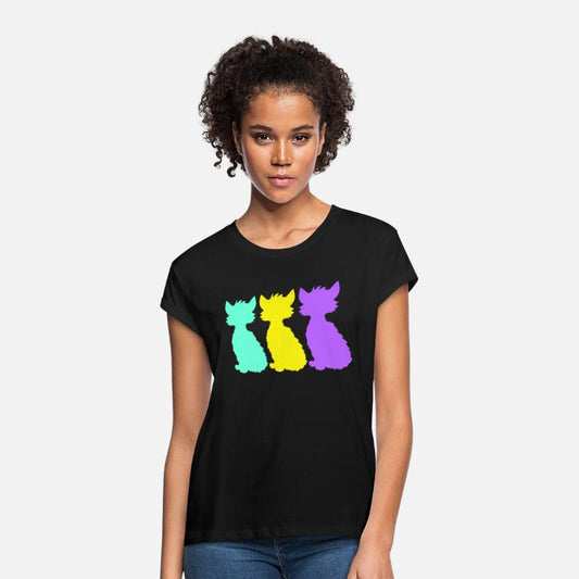 3 Sitting Cats Three Colorful Friends Silhouettes