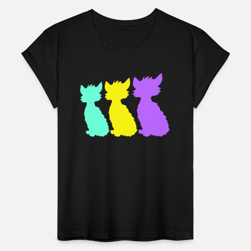 3 Sitting Cats Three Colorful Friends Silhouettes