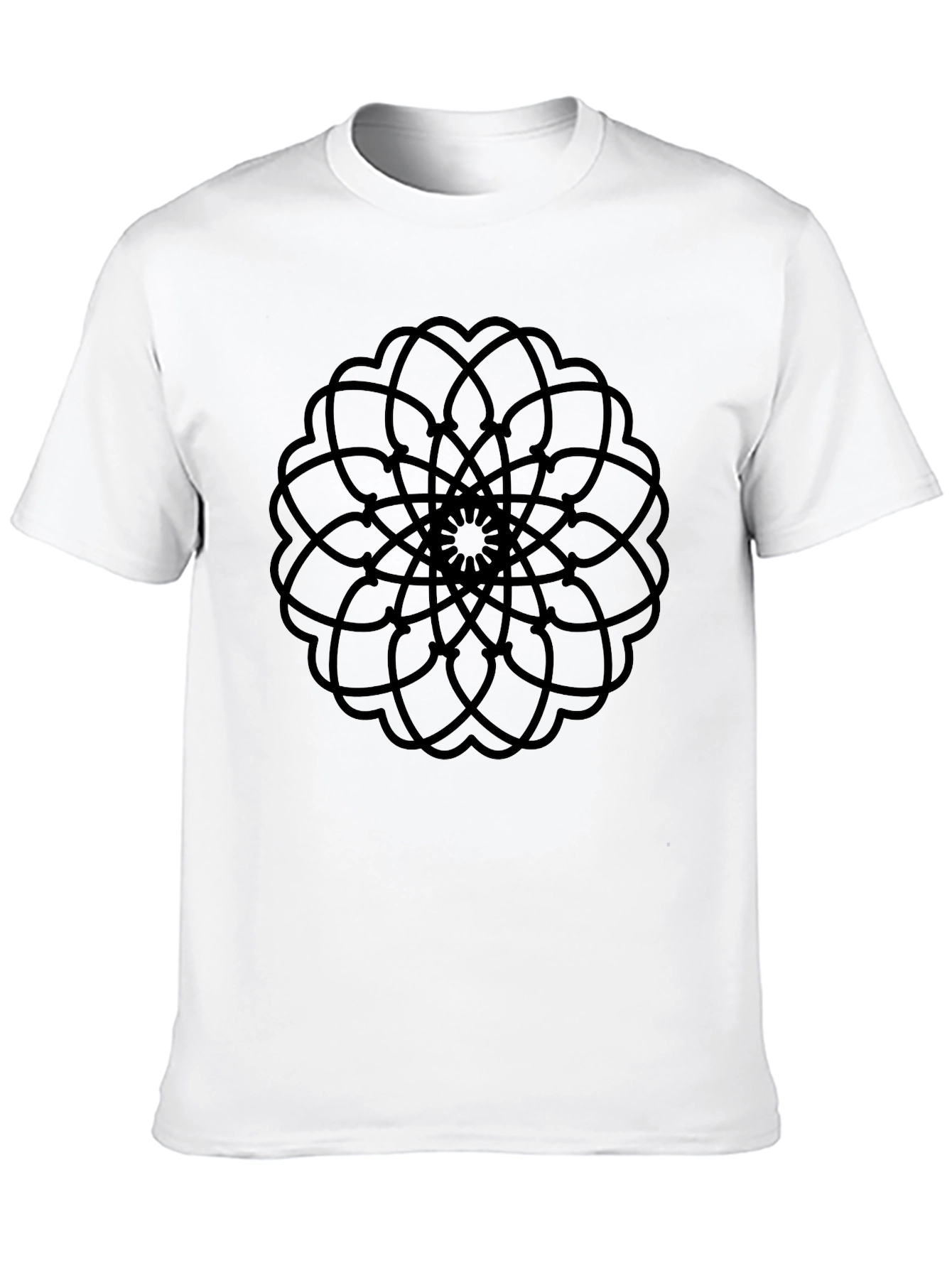 Abstract Mandala Graphic Print Black T-Shirt