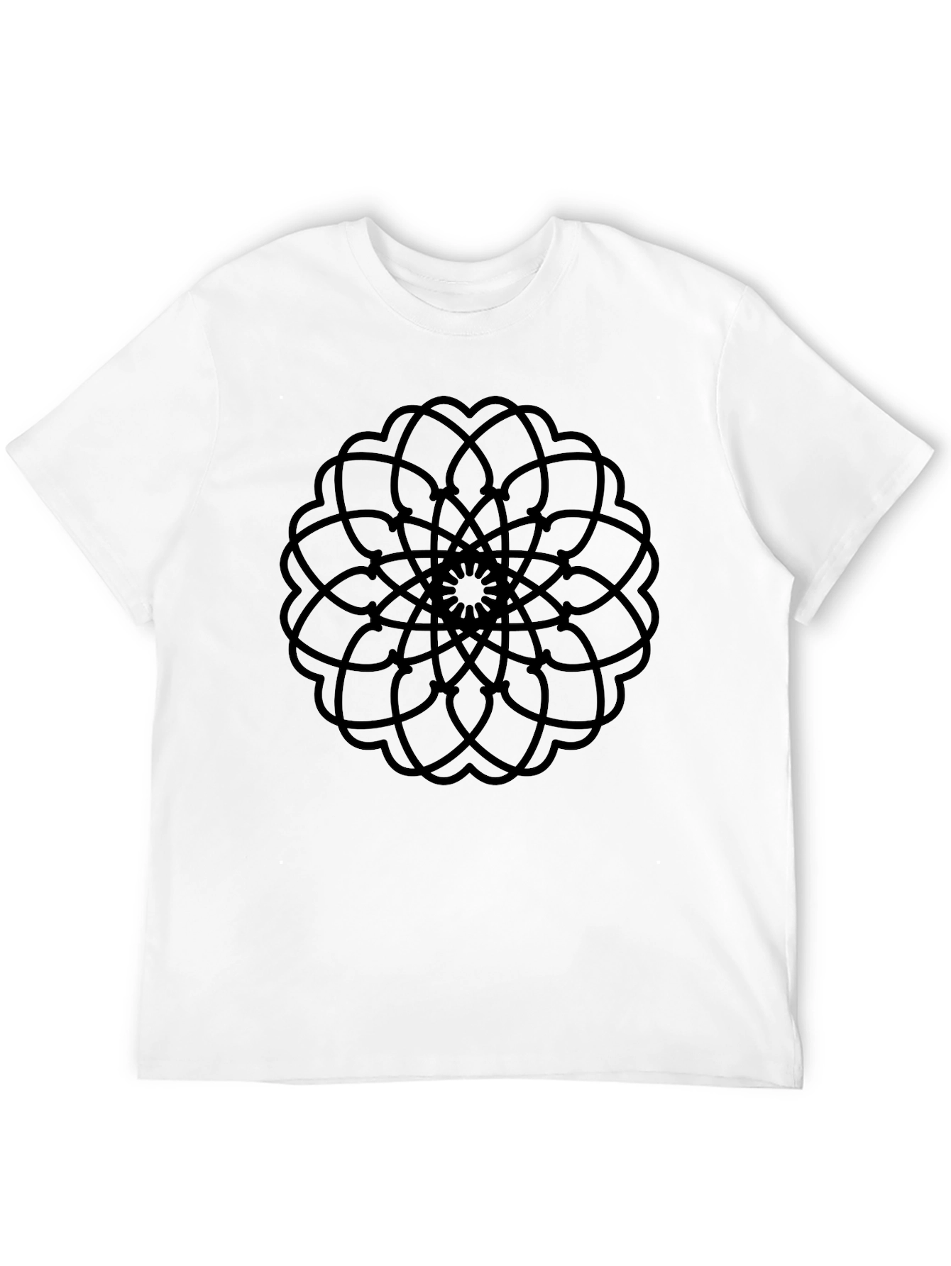 Abstract Mandala Graphic Print Black T-Shirt