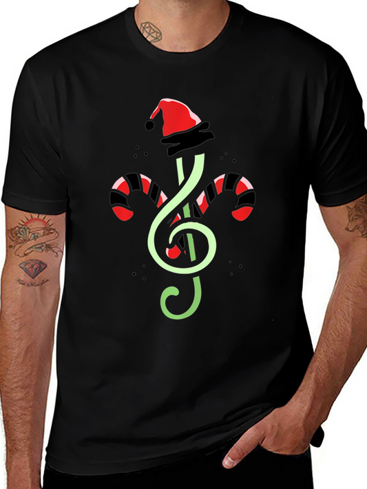 Christmas Music T-Shirt - Treble Clef with Santa Hat