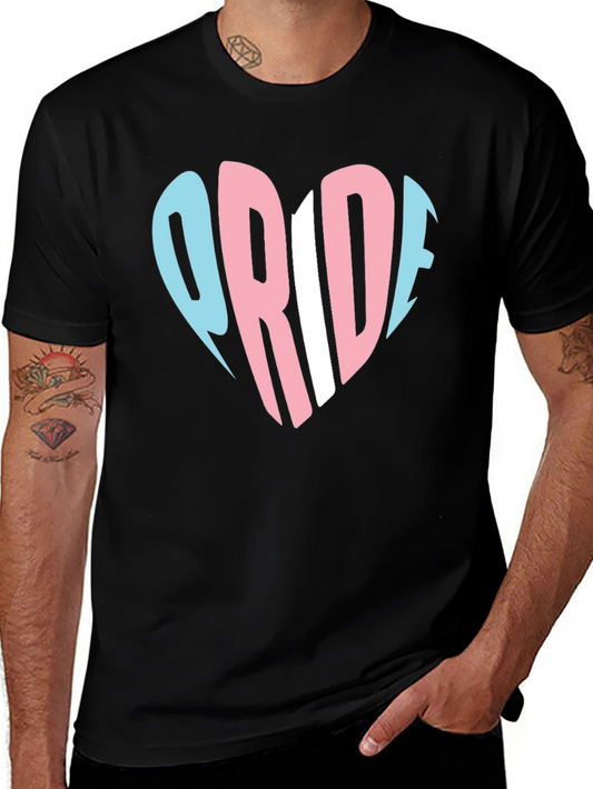 Transgender Pride Heart Graphic Tee - Black Casual Shirt