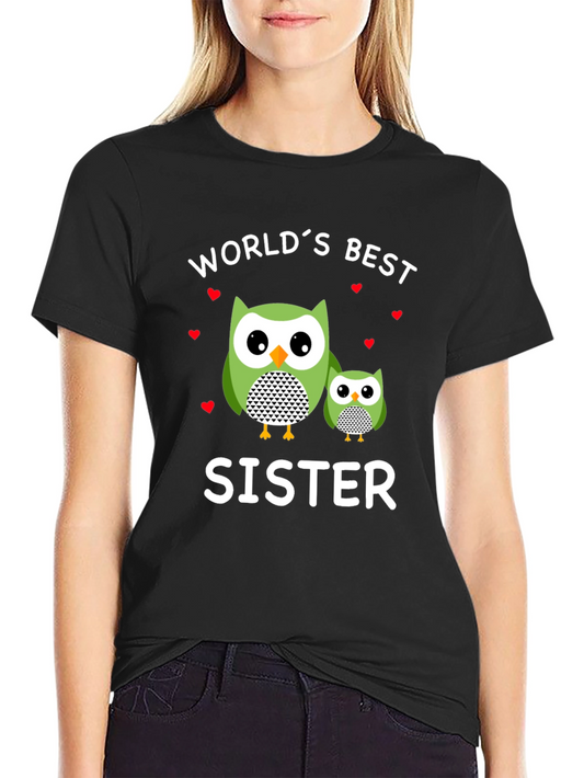 Worlds Best Sister Owl Graphic T-Shirt