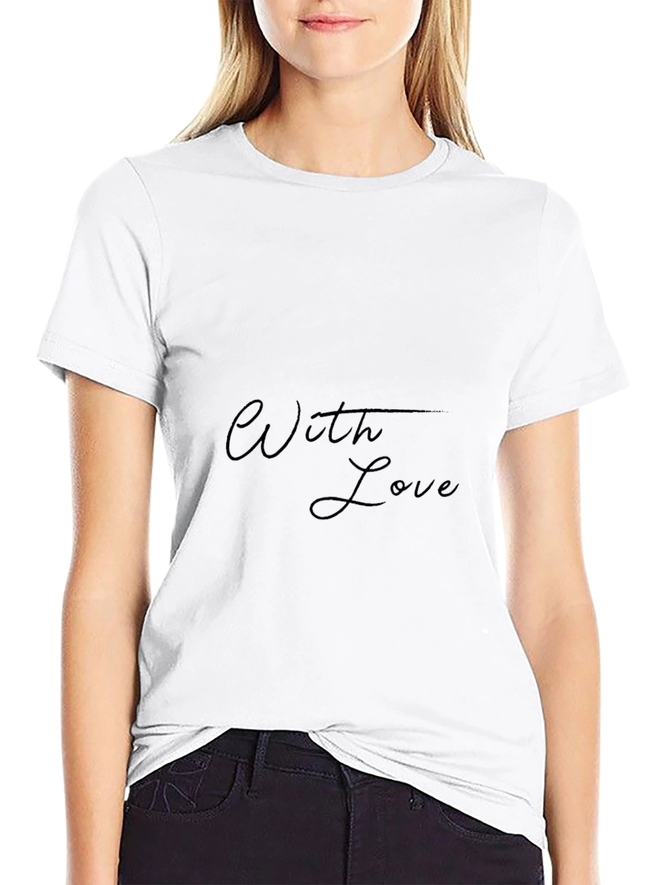 Stylish Black T-Shirt - With Love Design