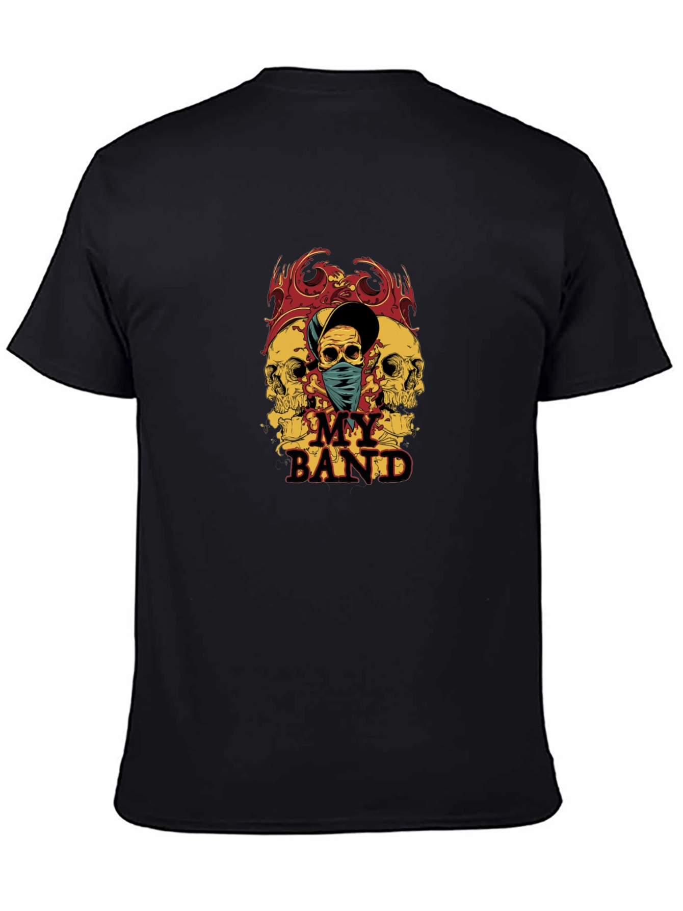 Skull Band Graphic Tee - Mens Black T-Shirt