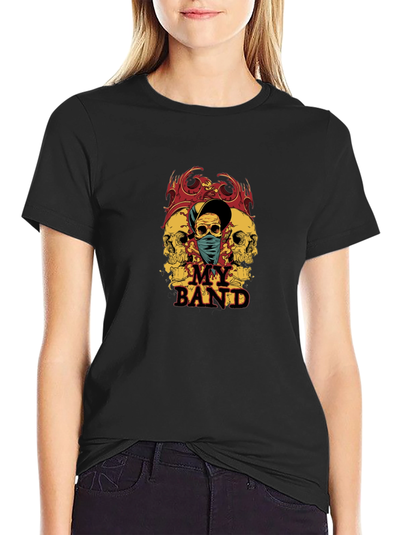 Skull Band Graphic Tee - Mens Black T-Shirt