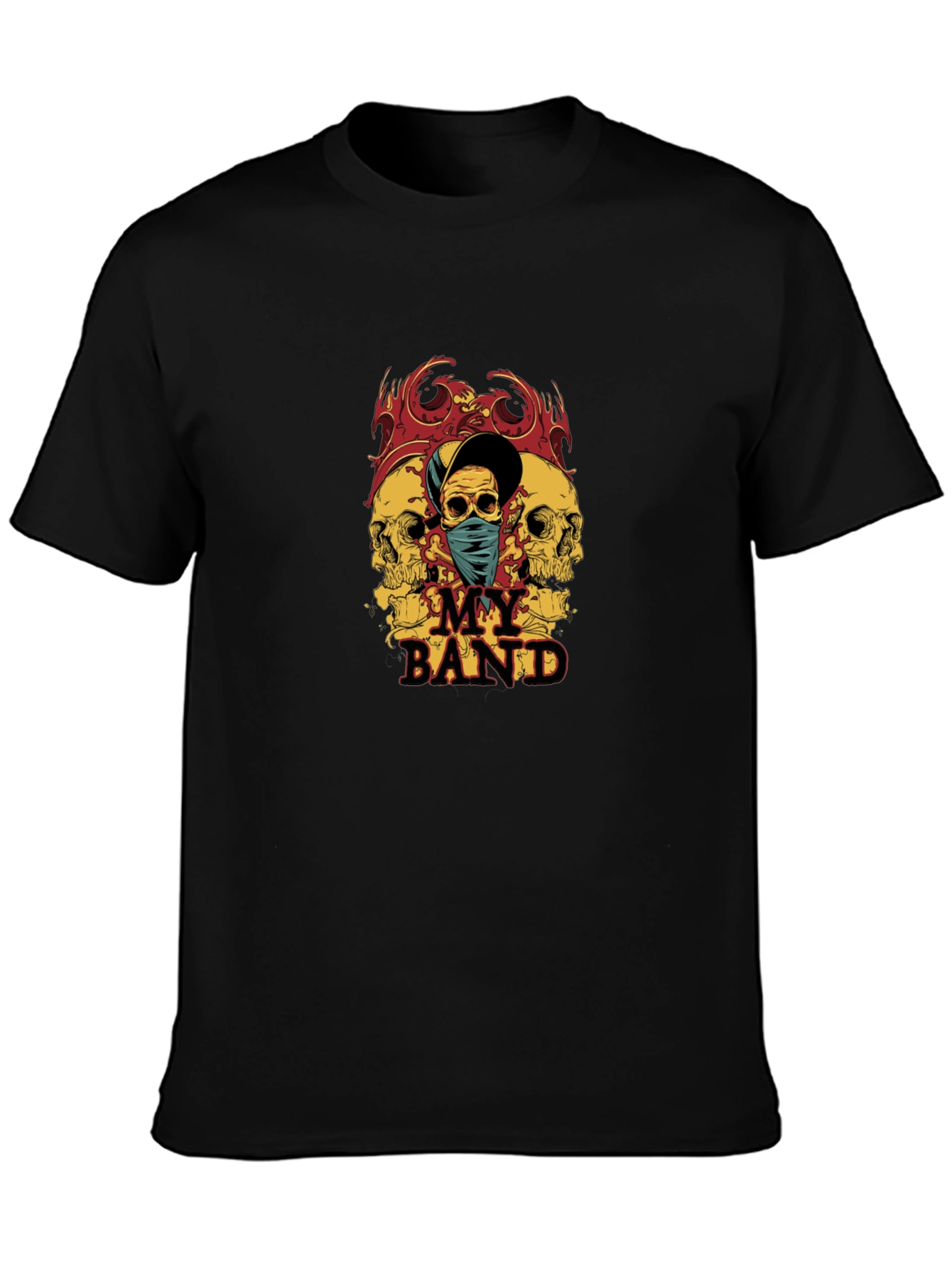 Skull Band Graphic Tee - Mens Black T-Shirt