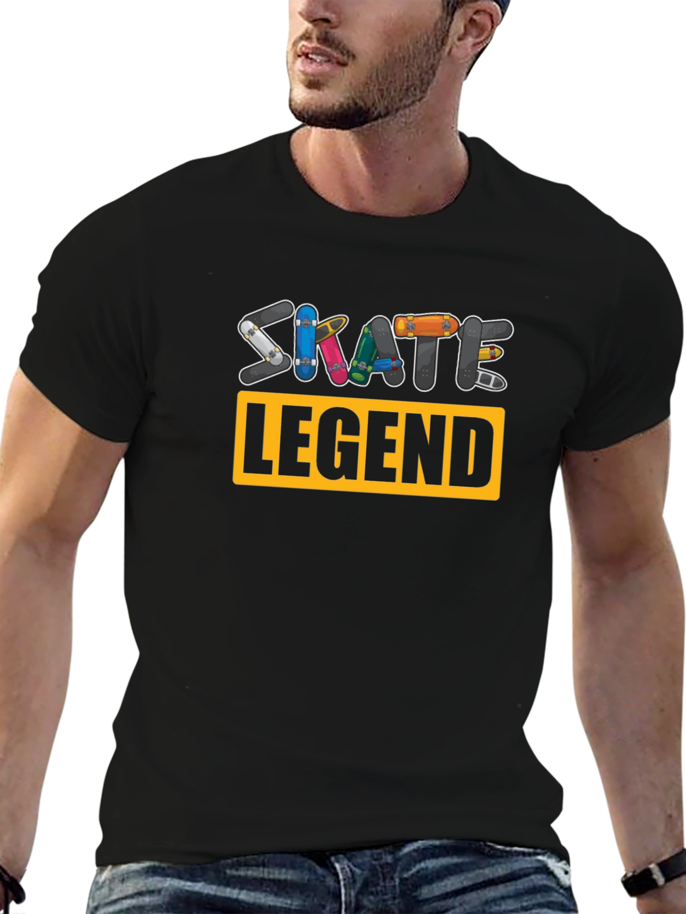 Skate Legend Graphic T-Shirt - Black Crew Neck Tee