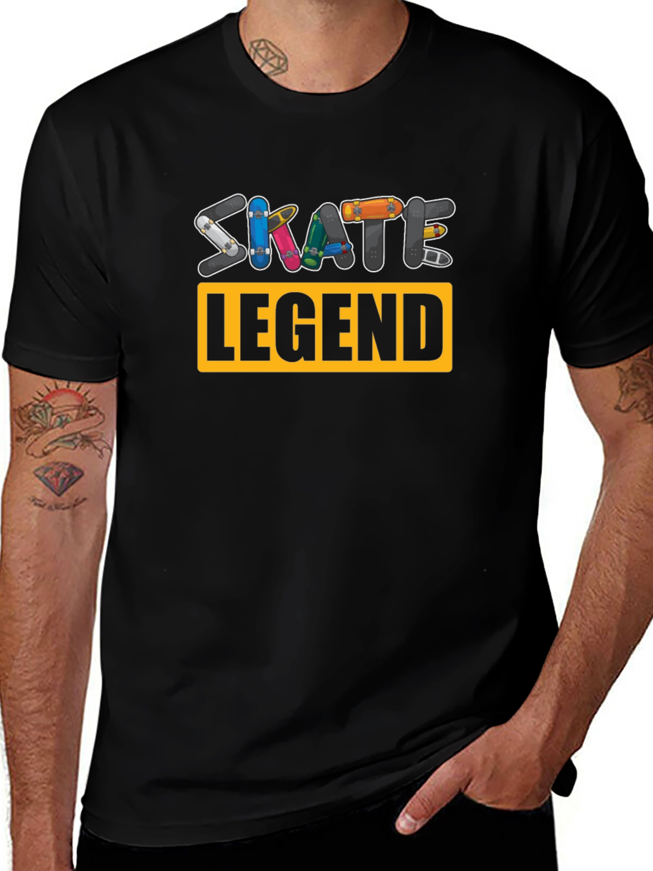 Skate Legend Graphic T-Shirt - Black Crew Neck Tee
