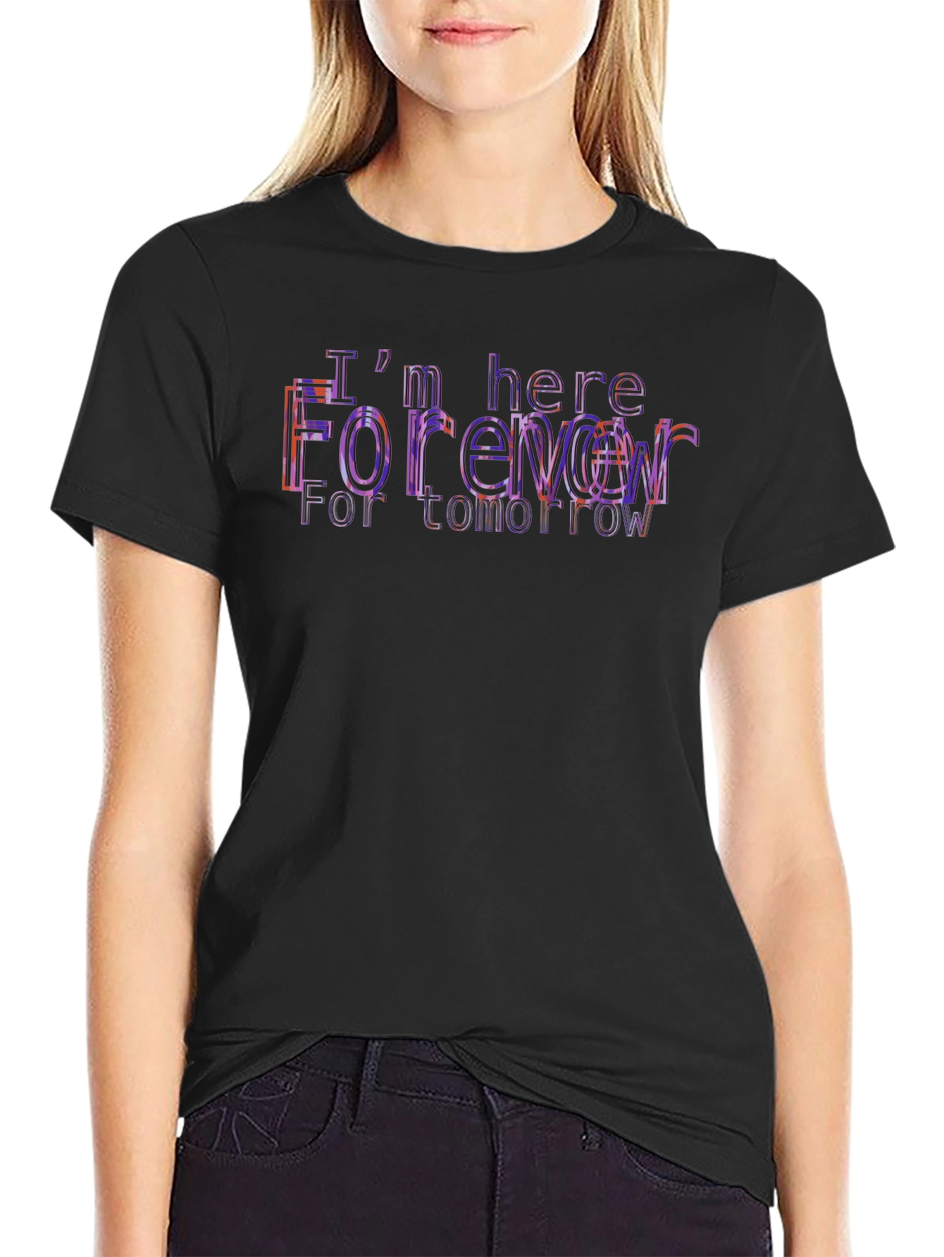 Trendy Black T-Shirt with Forever Graphic Print